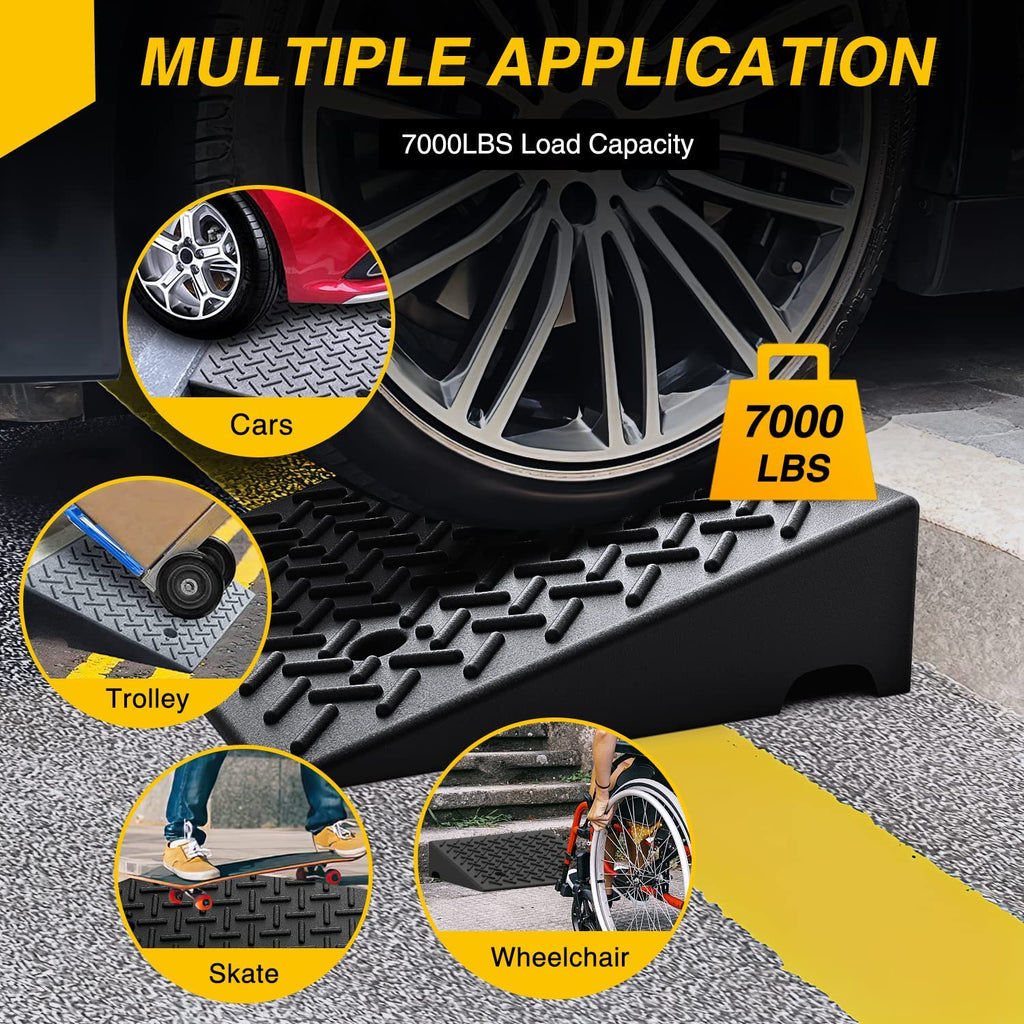 Accessories Nilight Rubber Curb Ramps, 5" Rise Height Heavy Duty Rubber Threshold Ramp, Portable Driveway Ramps for Cars Wheelchairs Scooter Lawn Mower, 7000lbs Load Capacity, 2 Pack