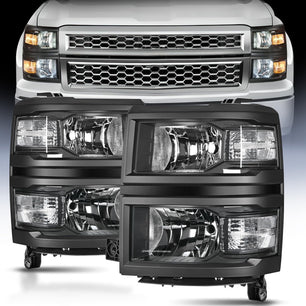 2014 2015 Chevy Silverado 1500 Headlight Assembly Black Housing Clear Reflector Nilight