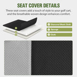 Golf Cart Seat Covers 2PCS Grey Black EZGO TXT RXV Club Car DS | Breathable Sandwich Mesh Sun Scratch Resistant Washable No Staple Fits 1994-2013 EZGO TXT RXV and 2000-2026 Club Car DS