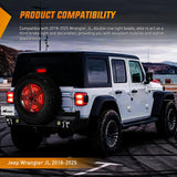 Spare Tire Brake Light Red Double Row LED Ring 3rd Third Stop Rear Wheel Lights Plug and Play Fit for 2018 2019 2020 2021 2022 2023 2024 2025 2026 Jeep Wrangler JL
