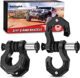 2 Pack 3/4 Inch D-Ring Separate Shackle with 7/8 Inch Lock Pin 45,000 lbs Break Strength, Off Road Recovery Shackle with Isolators Washers for Use with Tow Strap, Winch, Truck Vehicle (Black)