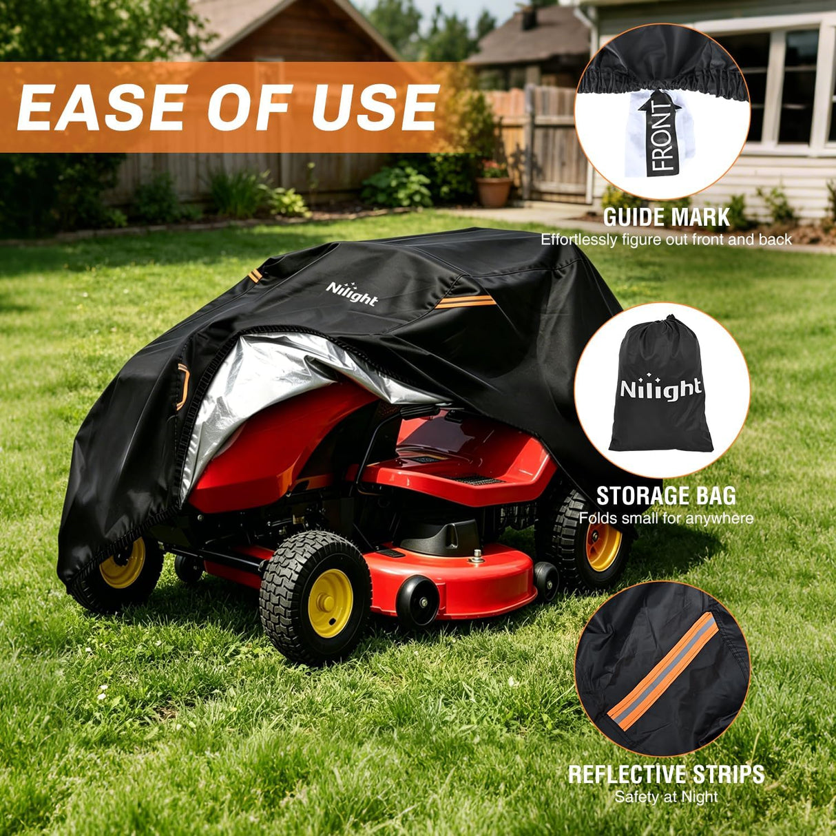 Zero Turn Mower Cover 76 Inch, Waterproof Lawn Mower Cover | Fits Mowers up to 76 InchL x 47 InchW x 47 InchH, 420D Heavy Duty Fabric, All-weather & UV Protection
