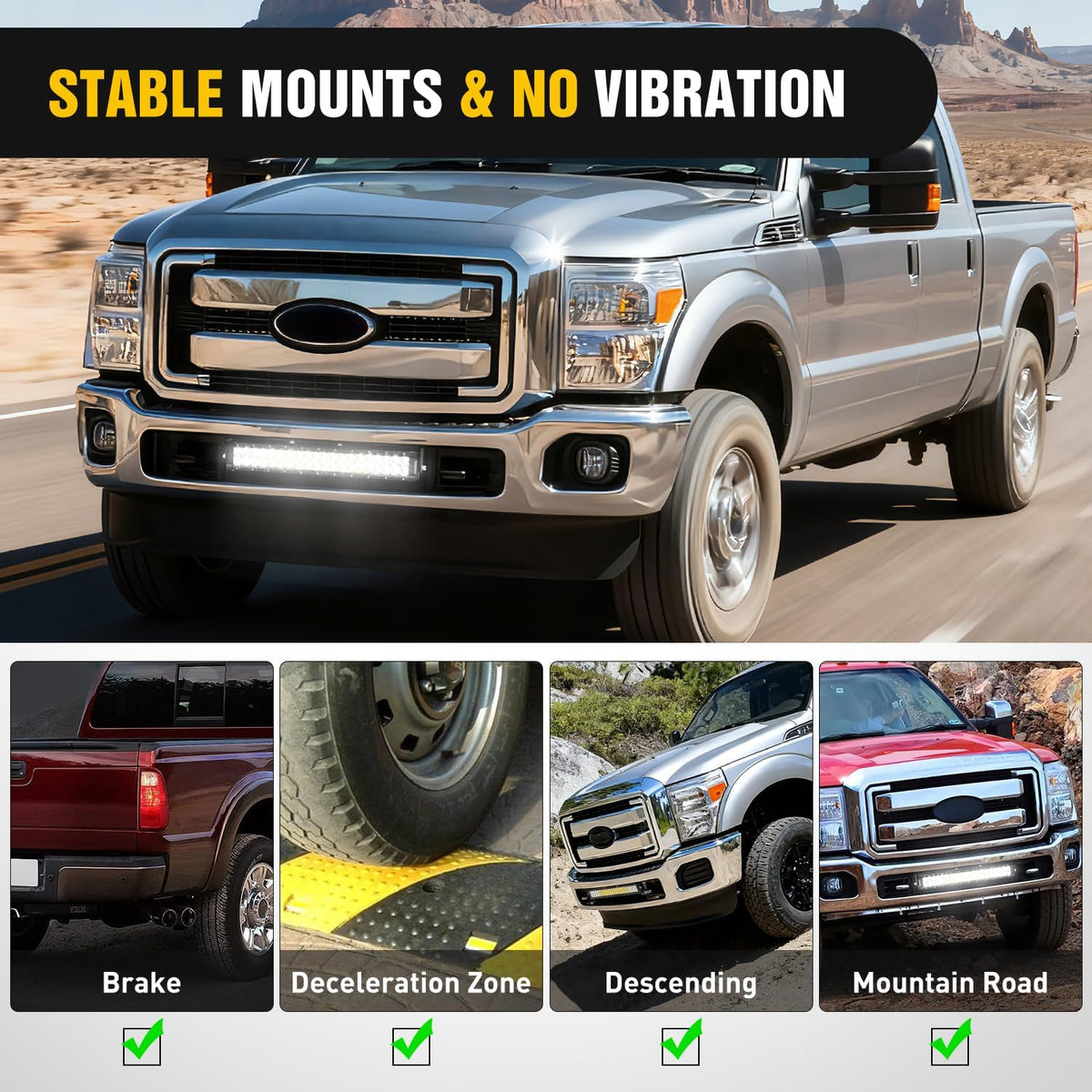 Front Lower Hidden Bumper Mounting Brackets for 20-22inch Straight LED Light Bar Compatible with 2011-2016 Ford F250 F350 F450