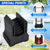 RV Sewer Hose Support 10Ft, Telescoping Design Avoid Obstacles and Height Adjustable for Camper Drainage, Easy to Set Up, Stable Deep U Shape Cradles Secure with Strap and Rubber Bands, Black