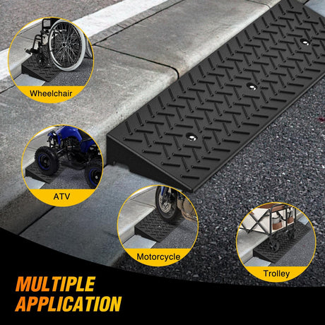 3.2 Inch Rise Curb Ramps, Heavy Duty Rubber Driveway Threshold Shed Ramp for Sidewalk Cars Lawn Mower Wheelchairs Motorcycles, 3300lbs Load Capacity
