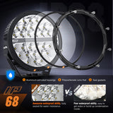LED Offroad Driving Lights with Amber DRL 2PCS 9 Inch Round 140W IP68 Spot Flood Combo Work Light Bar with 12AWG DT Connector Wiring Harness Kit for 4x4 Truck ATV UTV SUV