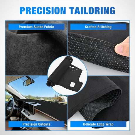Dash Cover for Ford Maverick 2022-2024, Custom Fit Suede Dashboard Mat Non‑Slip Sunshade Glare Protector Interior Accessories Black