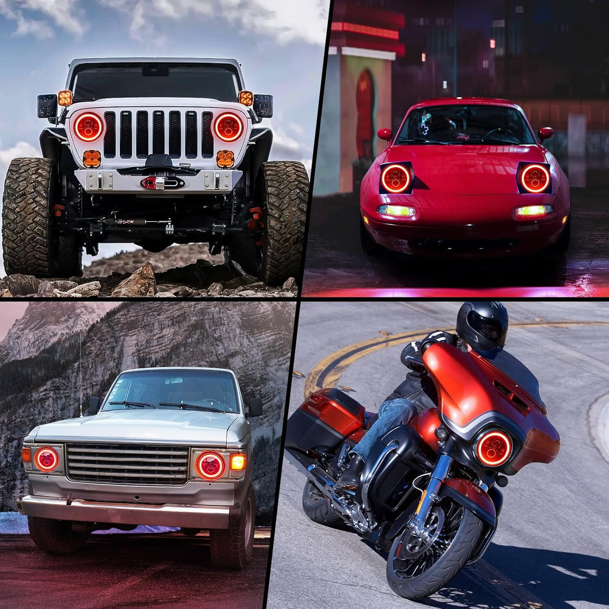 7 Inch Round LED Halo Headlights w/Turn Signal Amber Light Red DRL High Low Beam 7 Inch Headlight Compatible with 2007 2008 2009 2010 2011 2012 2013 2014 2015 2016 2017 2018 Wrangler JK JKU