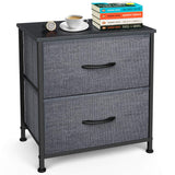 Dressers Dresser for Bedroom Storage Tower with 2 Drawers Fabric Bins Sturdy Metal Frame Wood Top Small Organizer Unit for Guest Room, Closet, Living Room, Hallway, Home Furniture, Office, Dark Gray