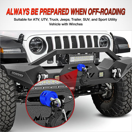 Winch Stopper for ATV UTV Truck SUV Winch Cable Hook Rubber Stopper Protect Towing Hook Synthetic Rope Winch Accessories Rope Line Saver with Stainless Steel Screws and Nuts Allen Wrenc, Blue