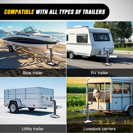 Trailer Jack 2000LBS Heavy Duty Swivel Bolt-On Trailer Jack 10 Inch Vertical Travel Alloy Steel Utility Trailers Tongue Jack Stand for RV Boat Horse Trailers Camper Utility Yacht Matt Black