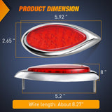 Trailer Tail Lights 2PCS 5.9Inch Teardrop 35LED Red Chrome | Bezel Marker Clearance Stop Brake Turn Signal Running Taillights IP67 Waterproof for Trailer Truck Pickup Camper RV