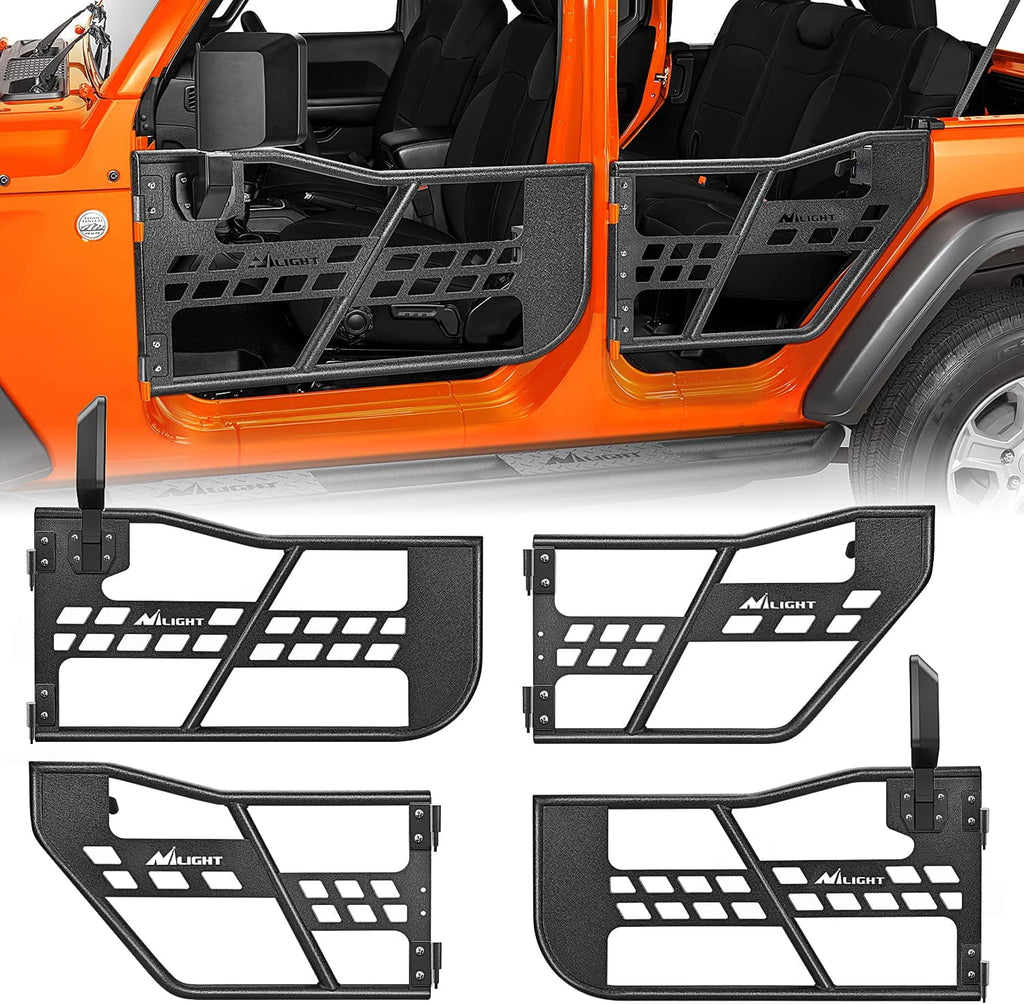 Accessories Nilight Off Road Front Rear Tubular Doors with Side View Mirrors Compatible with 2018 2019 2020 2021 2022 2023 Wrangler JL 2020 2021 2022 2023 Gladiator JT 2 Door Only, 2 Years Warranty