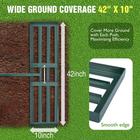 Lawn Leveling Rake 42 Inch for Soil Yard Leveling Rake with 42 Inchx10 Inch Ground Plate 72 Inch Steel Handle Effort-Saving Heavy Duty Ground Leveler Tool for Backyard Garden Farm Golf Course Landscaping