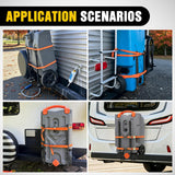 Portable RV Waste Tank Holder 2 Pack, Heavy Duty Adjustable RV Bumper Tote Tank Carrier for 4 Inch-4.5 Inch Square RV Bumpers, with Non-Slip Pads & 2 Ratchet Straps, Black