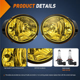 Fog Lights Assembly Compatible with 2001 2002 2003 2004 2005 2006 2007 Toyota Sequoia 2000-2006 Tundra(NOT fit steel front bumper models) w/9006 12V 51W Bulbs Amber Lens