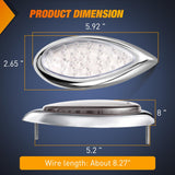 Trailer Tail Light 2PCS 5.9Inch Teardrop 35 LED White Chrome Bezel Marker Clearance Reverse Backup Running Taillight IP67 Waterproof for Trailer Truck Pickup Camper RV