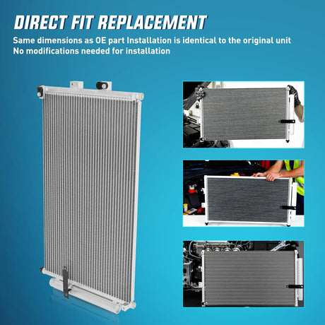 AC Condenser Fit for Honda Civic 2006 2007 2008 2009 2010 2011 Acura CSX 2006-2011 Air Conditioning A/C Condenser with Receiver Drier Replace#3525, 4770633, HO3030140, 80110SNAA01, 80110SNAA42