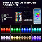 RGB Rock Lights RGB LED Rock Lights Kit 8 PCS 18LED Wide Angle Wheel Well Light with Remote & Bluetooth App Dual Control Multi Modes Underglow Multicolor Neon Pod for ATV UTV SUV Offroad Truck RZR Boat
