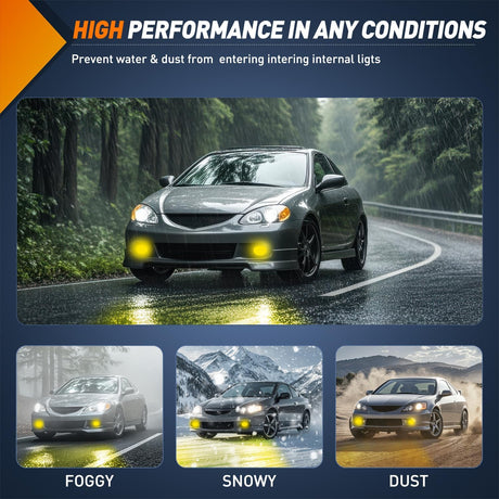 Nilight Fog Lights Assembly Compatible with 2002 2003 2004 Acura RSX Left Driver and Right Passenger Side Amber Lens w/H11 12V 55W Bulbs