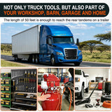 Heavy Duty Truck Tire Inflator Kit 3/8 in x 50 FT 300 PSI | Hybrid Air Hose with Universal Glad Hand and Air Chuck Lightweight Kink Resistant Semi Trailer Tractor Tire Inflation Hose