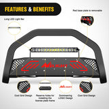 Bull Bar with Light Bar&License Plate Hole Compatible with Toyota 4Runner 2010-2024 Truck Brush Guard, Front Bumper Push Bar w/Grille Skid Plate Light Mount