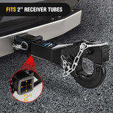 Trailer Hitch 10-TON Pintle Hitch for 2-Inch Receiver Hook Military Receiver 20000LBS,Fits 2-1/2 in Lunette Ring, Gloss Black Powder Coat