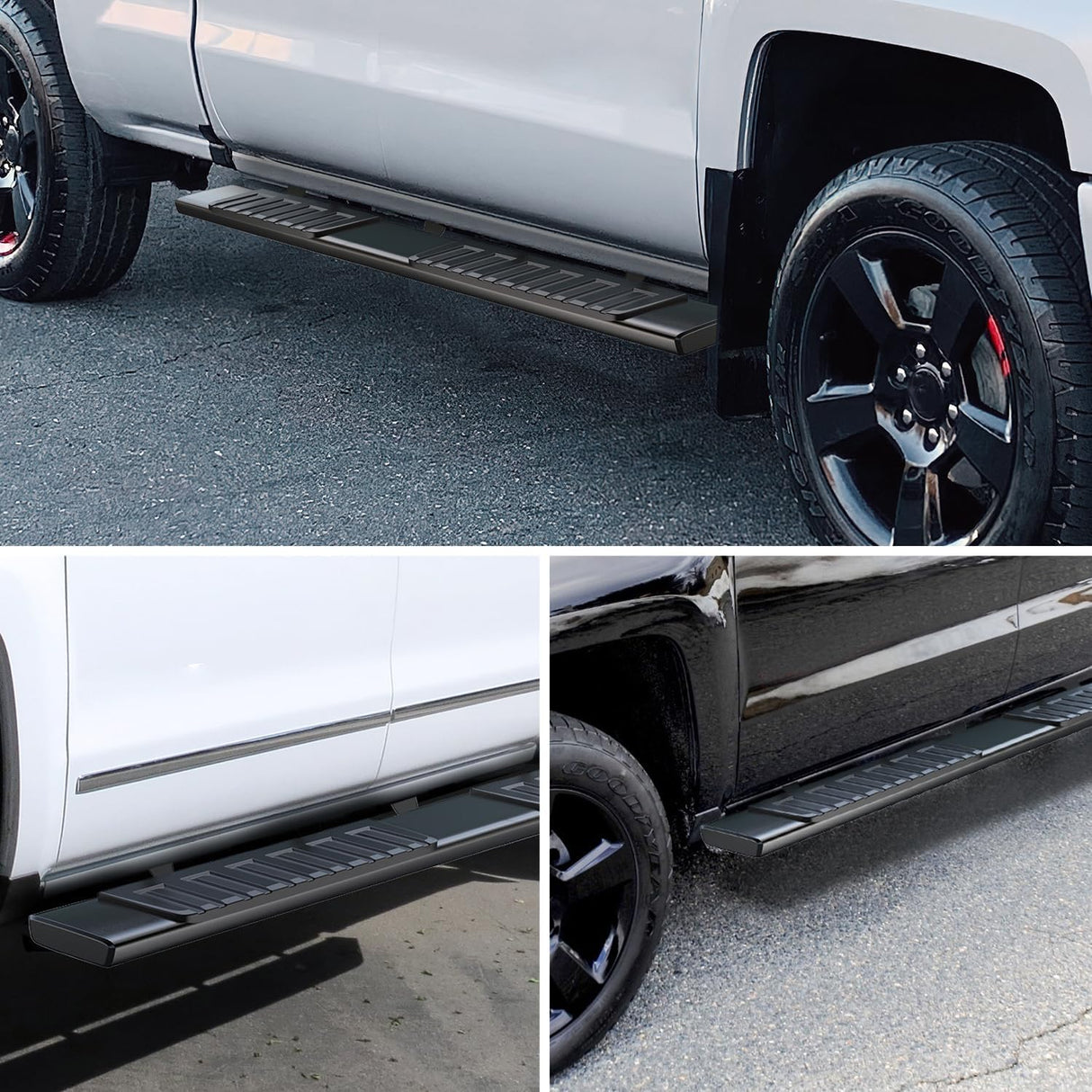 Running Boards for 2015-2026 Ford F150 Quad Cab 2 Full-Size Door & 2 Half-Size Door 6 Inch Side Step Nerf Bars Stainless Steel Black