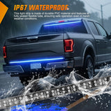 48 Inch Truck Tailgate Strobe Light Strip Tail Emergency Bar Rear Window Warning Lamp Ultra-Bright Double Row 288 LED for Pickup Trailers Construction Vehicles Car SUV, Blue