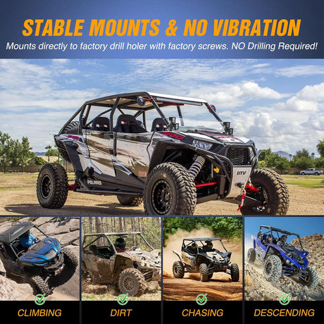 Light Bar UTV Front Side A Pillar Dual Lights Hood Mounting Brackets for LED Pods Compatible with Polaris RZR XP 1000 2014 2015 2016 2017 2018 2019 RZR XP 900 2015-2019