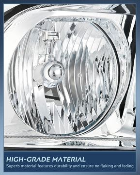 2005-2009 Ford Mustang Headlight Assembly Chrome Housing Clear Reflector Upgraded Clear Lens Nilight