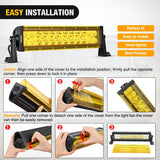 13.5 Inch Spot Flood Combo LED Light Bar Yellow Cover | Protective Durable Polycarbonate Lens, Waterproof Dustproof Scratch-Proof for Side-Mounted Bumper Off Road Driving Fog Lamp