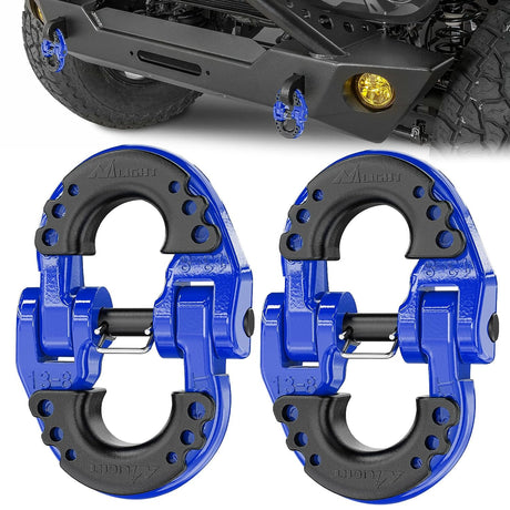 Safety Chain Connector Link, 1/2In Tow Hitch Hammerlock Coupling Link, 2 Pack Forged Steel Tow Chain Connector for Chain Link/Recovery Rope Link/Shackle, 12000 lbs Load Limit, Blue