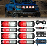 8PCS Led Strobe Lights with Controller 12V 24V Sync Feature Red White Emergency Hazard Warning Light 12 24 LED Surface Mount for Vehicle Car Truck RV ATV