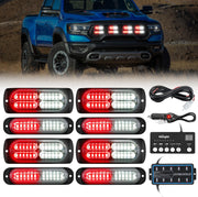 8PCS Led Strobe Lights with Controller 12V 24V Sync Feature Red White Emergency Hazard Warning Light 12 24 LED Surface Mount for Vehicle Car Truck RV ATV