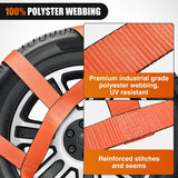 2Pcs Tow Dolly Basket Straps with Flat Hook for 14 Inch-19 Inch Tires Car Heavy Duty Wheel 11128LBS Break Strength with 2 Axle for Trailer