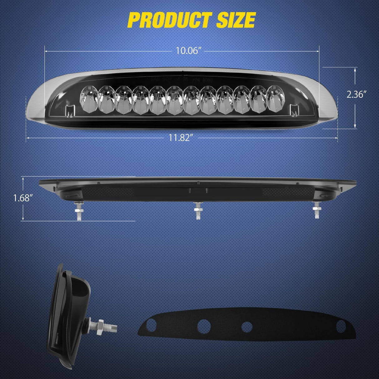 Third Brake Light for Ford Explorer 1998 1999 2000 2001, Smoked | for Ford Explorer 1998 1999 2000 2001, High Mount 3rd Stop LED Van SUV Rear Cab Center Lamp Tail Replacement