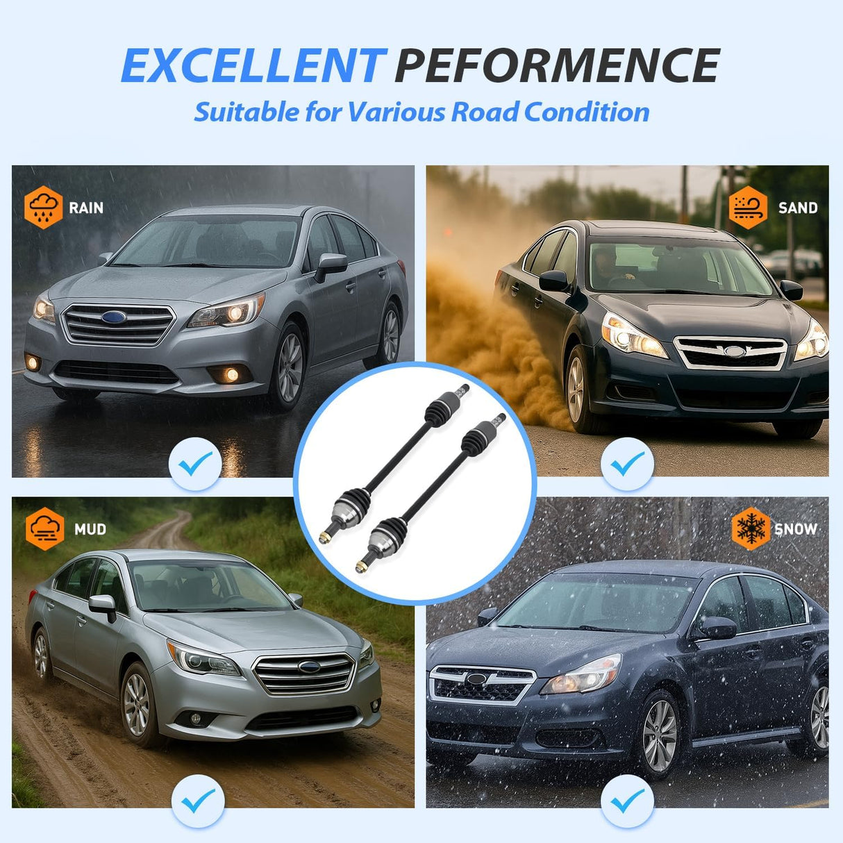 CV Axle Shaft Assembly Compatible with 2010 2011 2012 2013 2014 Subaru Outback Legacy H4 2.5L/H6 3.6L Half-Shaft Assemblies Replacement Front Wheel Driver and Passenger Side