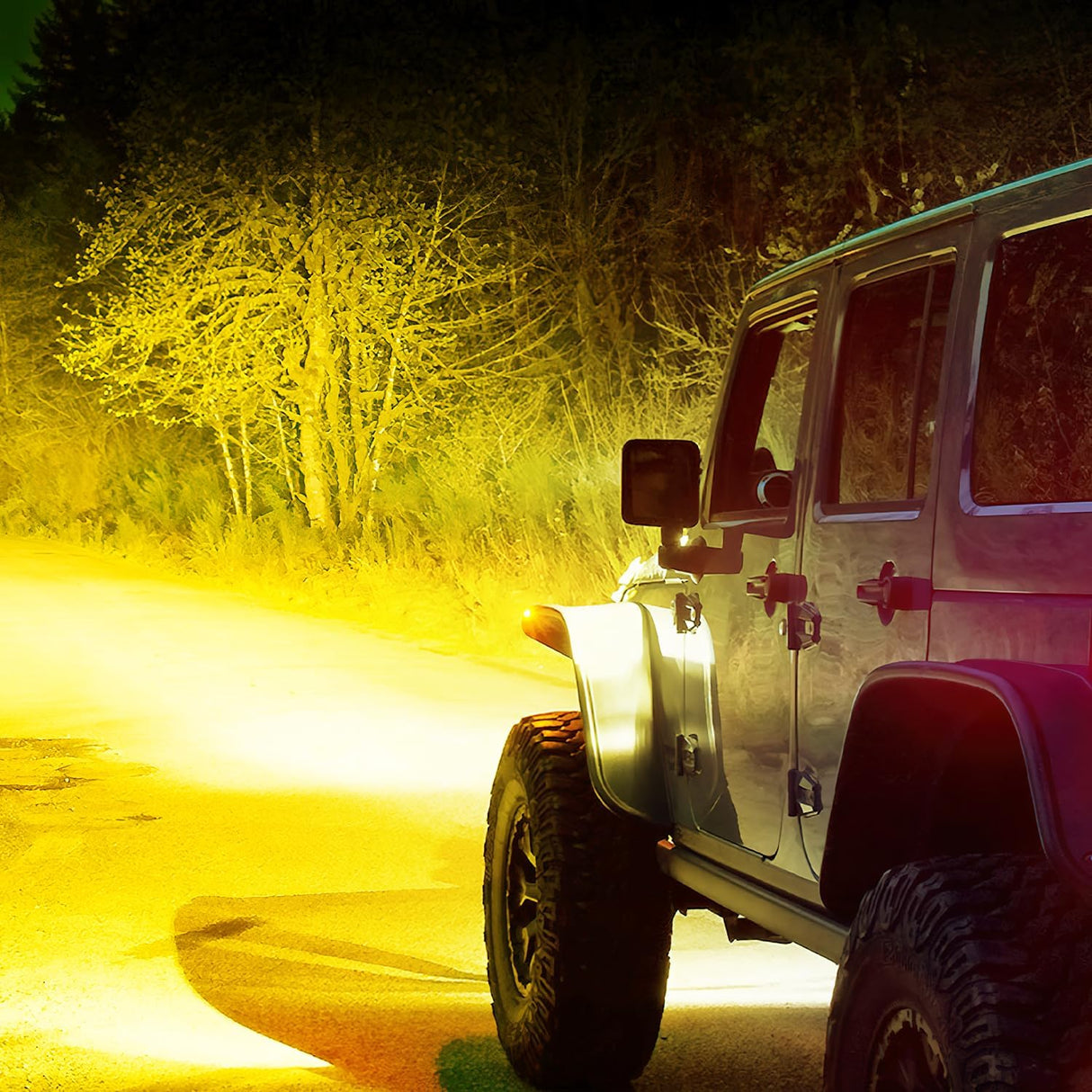 50 Inch LED Light Bar 384 LED Chips Yellow Beam Curved Triple Row Fog Light Spot Flood Combo High Power LED Driving Lights Off Road Lights for Trucks SUV UTV ATV Truck Van 4x4 Boat