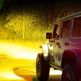 50 Inch LED Light Bar 384 LED Chips Yellow Beam Curved Triple Row Fog Light Spot Flood Combo High Power LED Driving Lights Off Road Lights for Trucks SUV UTV ATV Truck Van 4x4 Boat