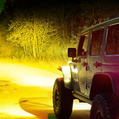 50 Inch LED Light Bar 384 LED Chips Yellow Beam Curved Triple Row Fog Light Spot Flood Combo High Power LED Driving Lights Off Road Lights for Trucks SUV UTV ATV Truck Van 4x4 Boat