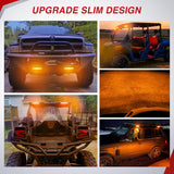 Slim LED Light Bar 2Pcs 7 Inch 16LED Single Row Spot Flood Combo Amber Off Road Work Driving Fog Turn Signal Lighting for 12V 24V ATV UTV Pickup Truck Tractor Boat