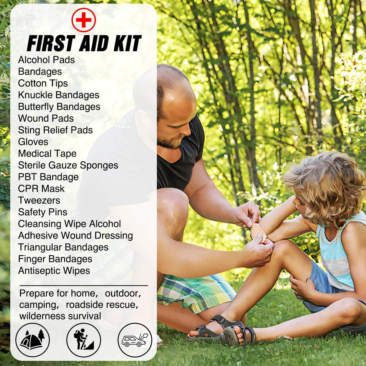 Car Emergency Kit with Jumper Cable Air Compressor Tire Repair Essential Tools First Aid Alligator Connector Electrical Kit for Travel Camping Outdoor Cars Truck SUV RV