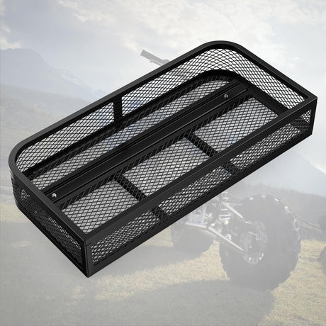 ATV Front Cargo Basket, 17 Inch W x 36 Inch L x 6.3 Inch H Racks and Baskets with Steel Mesh Frame, Heavy Duty ATV Storage Cargo Box Attachments for Luggage Carrier