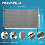 AC Condenser Compatible with Honda Odyssey EX EX-L LX Touring Elite SE 6 Cyl 3.5L 2011-2017 Air Conditioning A/C Condenser with Receiver Drier Replace# 3892, ACA84659, HO3030155, 80110TK8A01