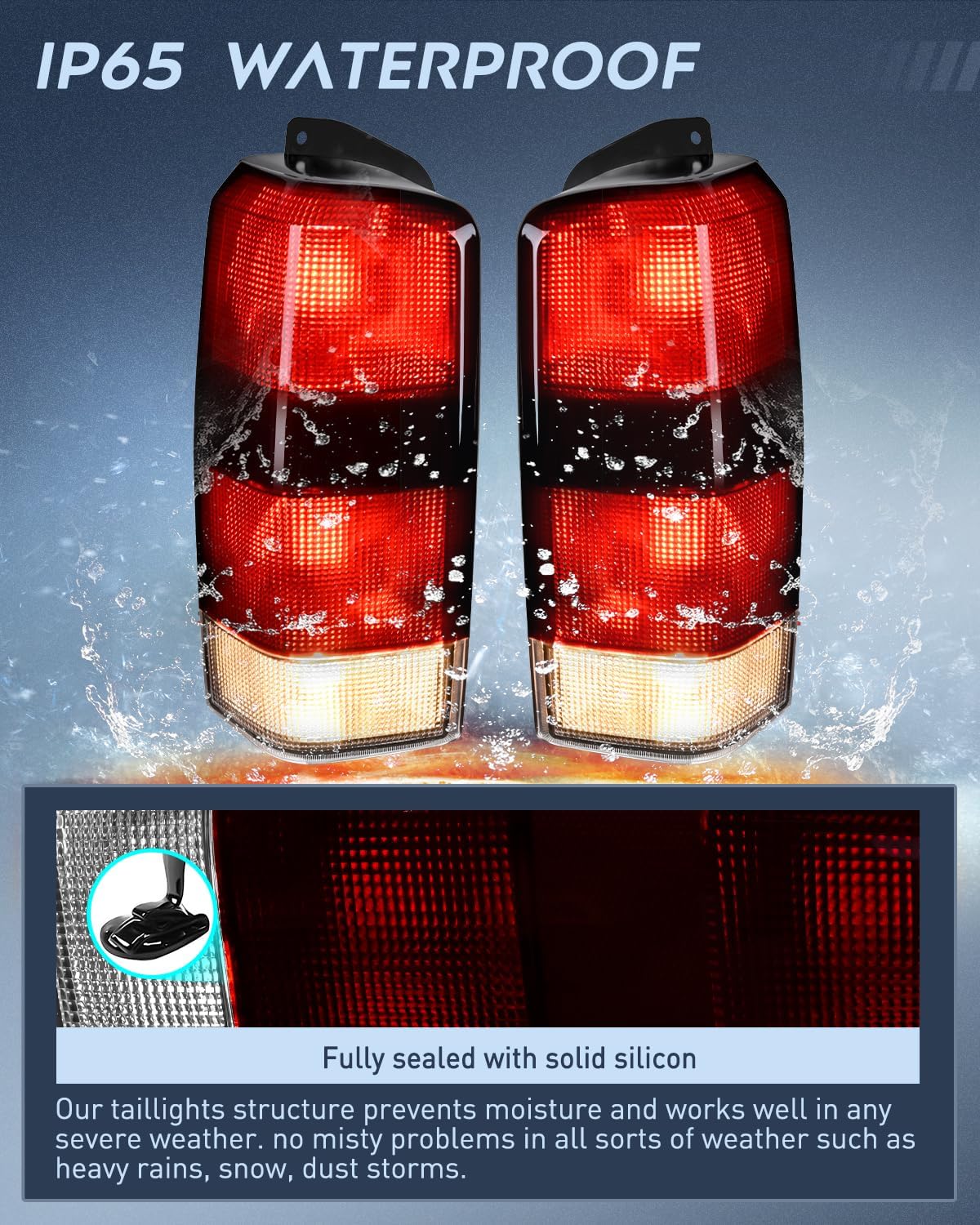 Taillight Assembly Compatible with 1997 1998 1999 2000 2001 Jeep Cherokee Limited SE Sport XJ XJ Chassis Rear Tail Light Lamp Replacement OE Style Smoked Black Drive and Passenger Side