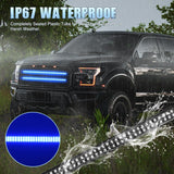 2PCS 24 inch Truck Grille Strobe Lights Strip 384 LED Emergency Light Blue Flexible Side Flashing Warning Caution Safety Waterproof Lighting Kit for Trucks Tow Plow Construction Vehicles