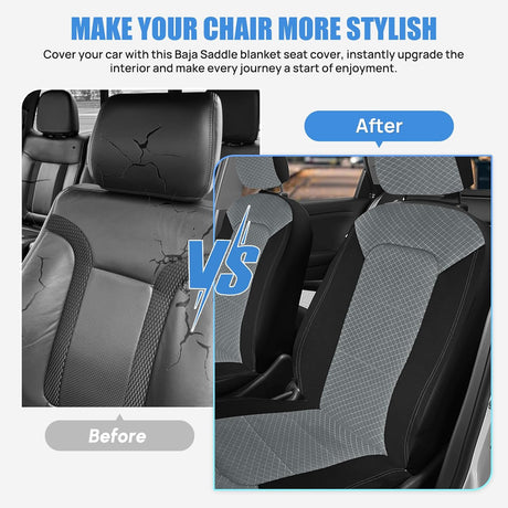 Car Seat Cover 2PCS Black Grey Breathable Mesh Interior Covers with Removable Headrest Airbag Compatible Universal for Cars Truck and SUV Front Seats
