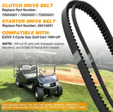 Clutch Drive Belt & Starter Belts Kit for EZGO TXT Cushman Express Marathon Medalist ST 4 Cycle Gas Golf Cart 1994-2013#72054G01, 72024G01, 72025G01, 26414G01 Smooth Engagement Aramid Rubber