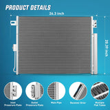 AC Condenser Compatible with Jeep Grand Cherokee 2011-2021 Dodge Durango V6 V8 3.6L 5.7L 2011-2021 Air Conditioning A/C Condenser w Receiver Drier Replace# 3893, 7013893, CH3030242, 55038003AE